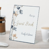 Dusty Blue Beige Botanical Modern Elegant Wedding 台座サイン (インサイチュ)