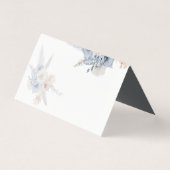 Dusty Blue Beige Floral Gold Geometric Place Card (裏面)