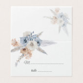 Dusty Blue Beige Floral Gold Geometric Place Card (外部フラット)