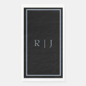 Dusty Blue Black Monogram Letters Initials Wedding (正面)