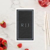 Dusty Blue Black Monogram Letters Initials Wedding (インサイチュ)