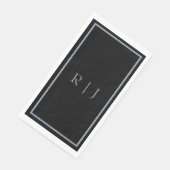 Dusty Blue Black Monogram Letters Initials Wedding (コーナー)