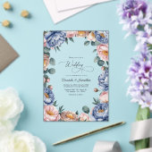 Dusty Blue, Blush, and Warm Taupe Floral Wedding アクリル招待状 (インサイチュ (ウェディング))