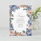 Dusty Blue, Blush, and Warm Taupe Floral Wedding 招待状 (スタンド正面)