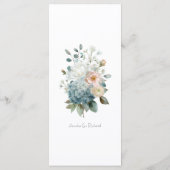 Dusty Blue & Blush Floral Wedding Menu Card  メニュー (裏面)