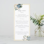 Dusty Blue & Blush Floral Wedding Menu Card  メニュー (スタンド正面)