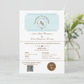 Dusty Blue Boarding Pass Cosmic Wedding  招待状 (スタンド正面)