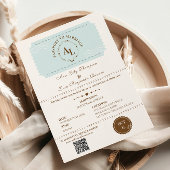 Dusty Blue Boarding Pass Cosmic Wedding  招待状