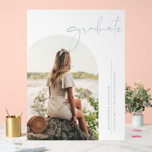 Dusty Blue BohoミニマリストArch写真卒業 アクリルサイン (ウェディング)