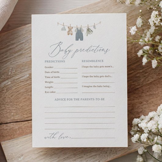 Dusty Blue Boho Baby Clothes Predictions Advice 招待状