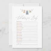 Dusty Blue Boho Baby Clothes Wishes for Baby 招待状 (正面)