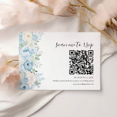 Dusty Blue Boho Floral Wedding QR Code 出欠カード
