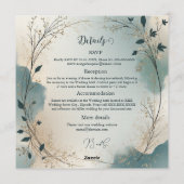 Dusty Blue Boho foliage wreath all in one wedding 招待状 (裏面)