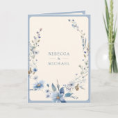 Dusty Blue Boho Wildflower QR Code Wedding 招待状 (正面)