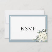 Dusty Blue Border Elegant Menu Choice RSVP Card (正面)
