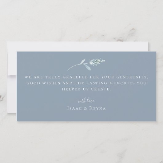 Dusty Blue Botanicalの写真結婚ありがとう サンキューカード (裏面)