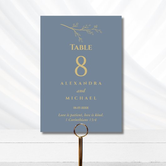 Dusty Blue Botanical Christian Wedding    Table Nu テーブルナンバー
