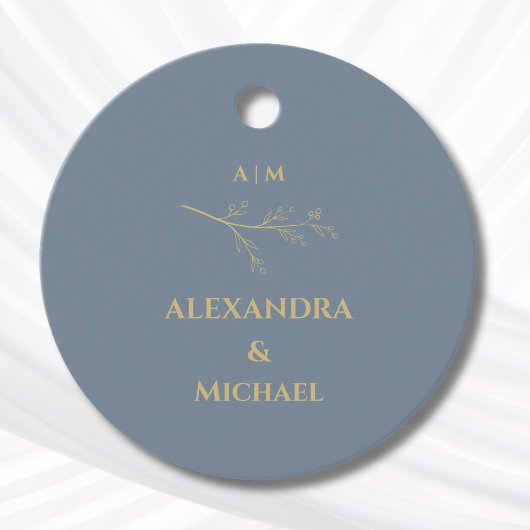 Dusty Blue Botanical Christian Wedding Thank You フェイバータグ