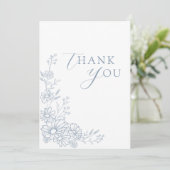 Dusty Blue Botanical Daisy Garden Wedding サンキューカード (スタンド正面)