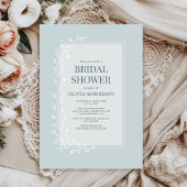 Dusty Blue Botanical Floral Bridal Shower 招待状
