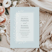 Dusty Blue Botanical Floral Wedding 招待状