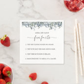Dusty Blue Botanical Greenery Fun Facts Wedding スタンダードカクテルナプキン (インサイチュ)