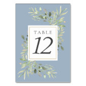 Dusty Blue Botanical Greenery Wedding  テーブルナンバー (正面)