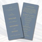 Dusty Blue Botanical Minimalist Christian Wedding  プログラム