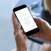 Dusty Blue Botanical Modern Script Wedding Invite 招待状