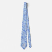 Dusty Blue Botanical Pattern ネクタイ (正面)