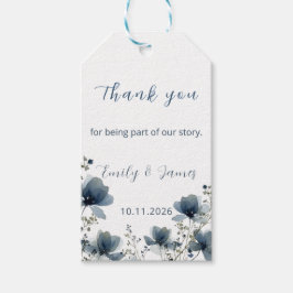 Dusty Blue Botanical Wedding ギフトタグ