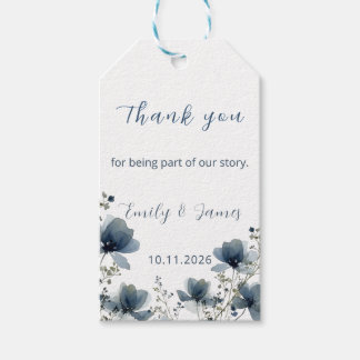 Dusty Blue Botanical Wedding ギフトタグ