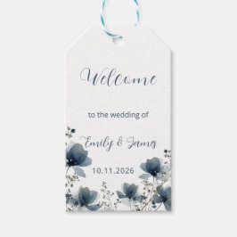 Dusty Blue Botanical Wedding ギフトタグ