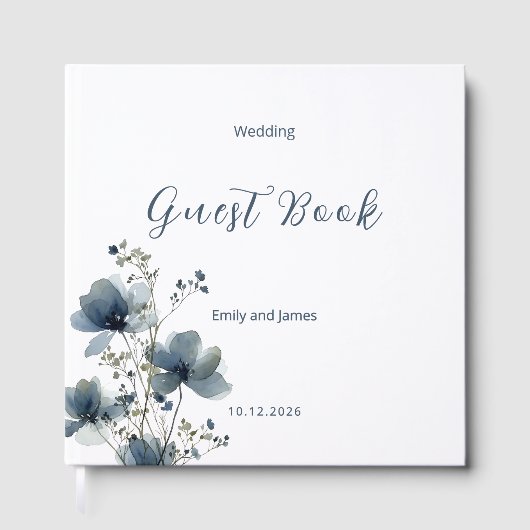 Dusty Blue Botanical Wedding ゲストブック (正面)