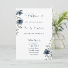 Dusty Blue Botanical Wedding プログラム
