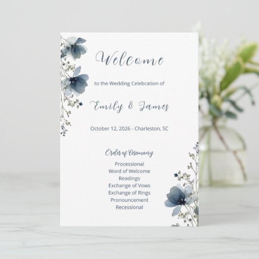 Dusty Blue Botanical Wedding プログラム (スタンド正面)