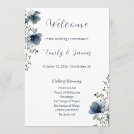 Dusty Blue Botanical Wedding プログラム