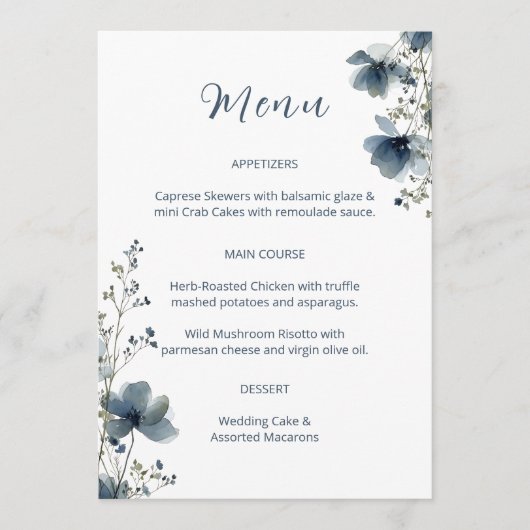 Dusty Blue Botanical Wedding メニュー (正面)
