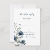 Dusty Blue Botanical Wedding 出欠カード (正面)