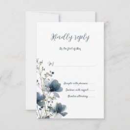 Dusty Blue Botanical Wedding 出欠カード