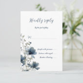 Dusty Blue Botanical Wedding 出欠カード (スタンド正面)