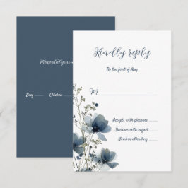 Dusty Blue Botanical Wedding 出欠カード