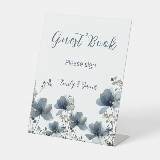 Dusty Blue Botanical Wedding 台座サイン (正面)