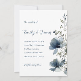 Dusty Blue Botanical Wedding 招待状