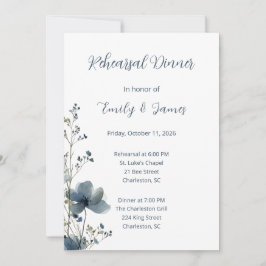 Dusty Blue Botanical Wedding 招待状
