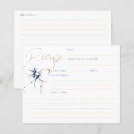 Dusty Blue Bow Bridal Recipe Card