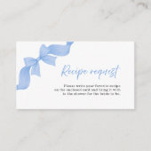 Dusty Blue Bow Bridal Shower Recipe Request エンクロージャーカード (正面)