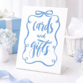 Dusty Blue Bow Cards and Gifts Bridal Shower 台座サイン