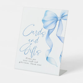 Dusty Blue Bow Cards and Gifts Bridal Shower 台座サイン