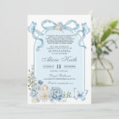 Dusty Blue Bow Coquette Butterfly Invitation 招待状 (スタンド正面)